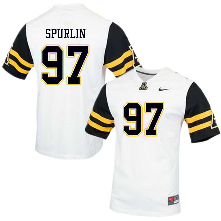 Men #97 Caleb Spurlin Appalachian State Mountaineers College Football Jerseys Sale-White - Click Image to Close